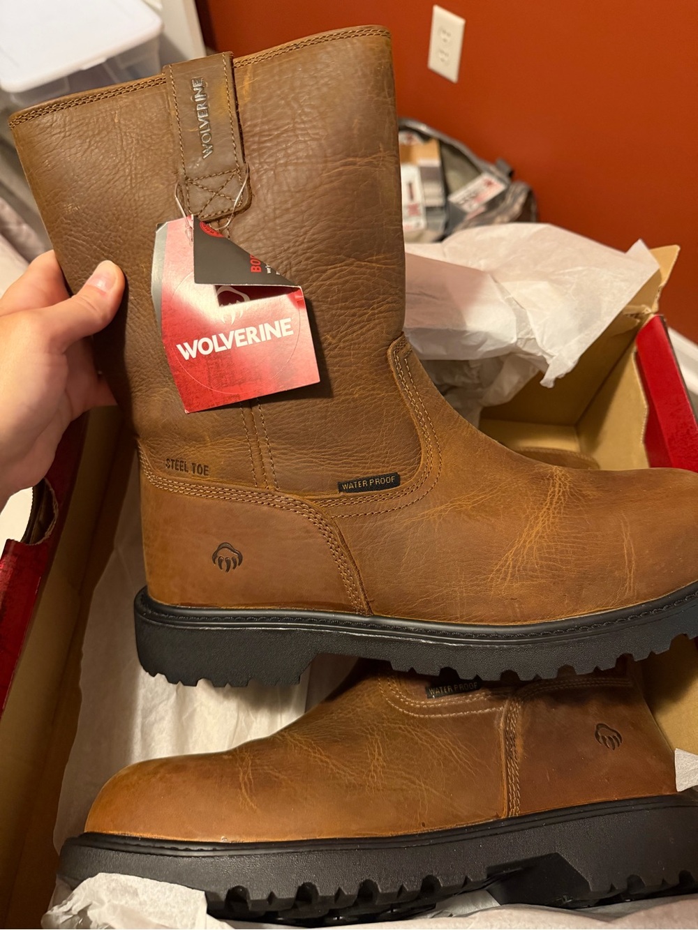 Wolverine Brown Waterproof Steel-Toe Pull-On Work Boots